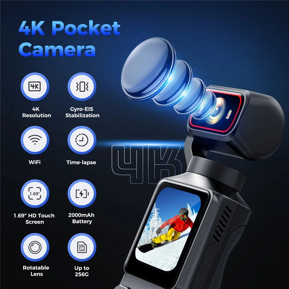 L19 4K Action Camera Anti-Shake VLOG Pocket Camera with 1.69 inch Touch Screen and Wi-Fi Connectivity for Cycling - 3