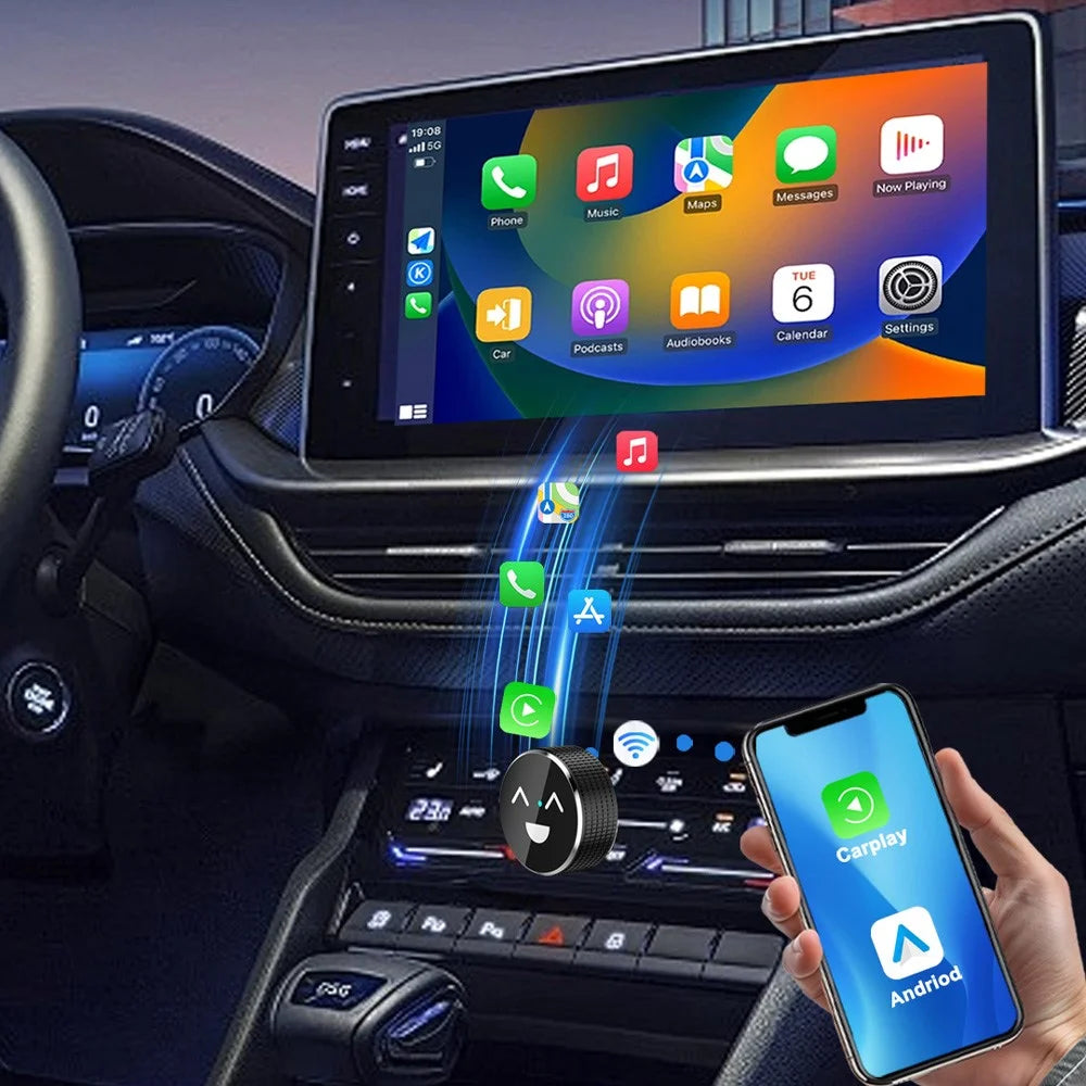 M49 2 in 1 Ai Box Smile Pattern Wireless Car Adapter for Car Play / Android Auto Wired to Wireless Converter - 5