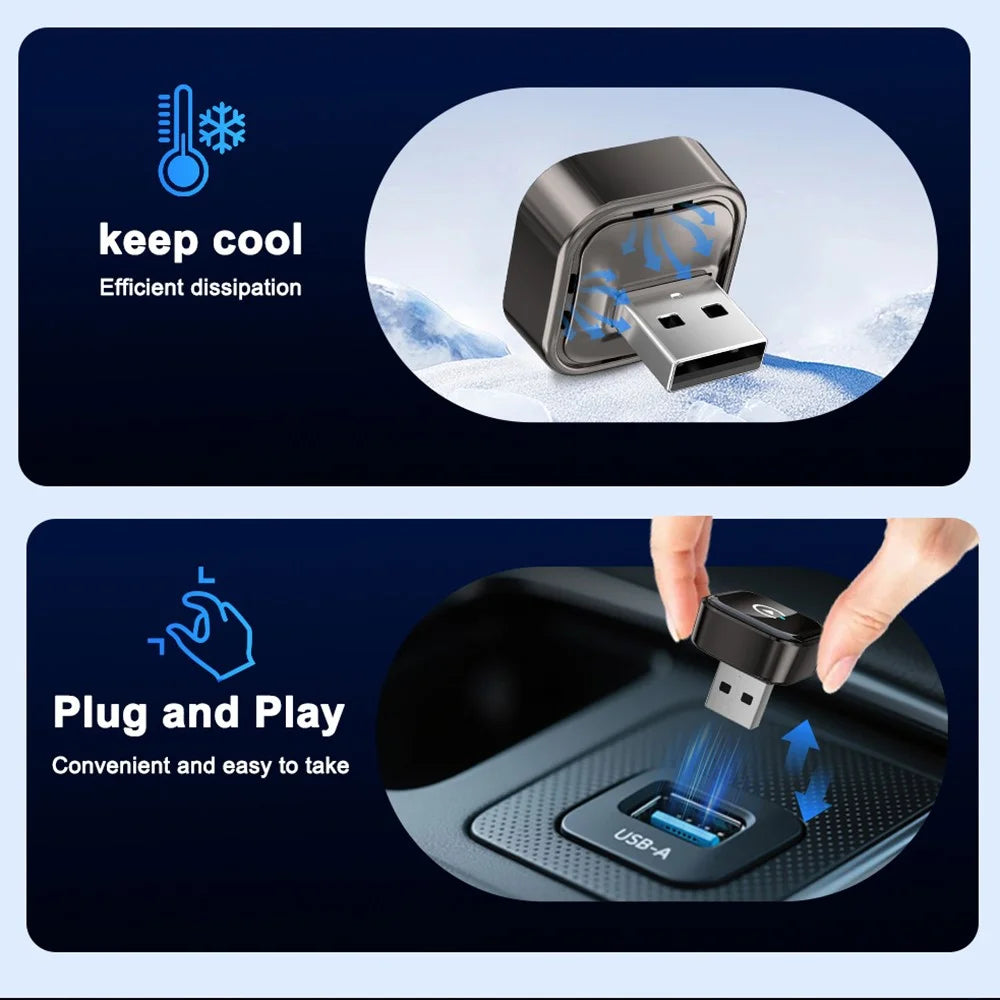M62 2 in 1 AI Box Wireless Car Play Adapter for Built-in Car Play / Android Auto Wired to Wireless Converter - Black - 7
