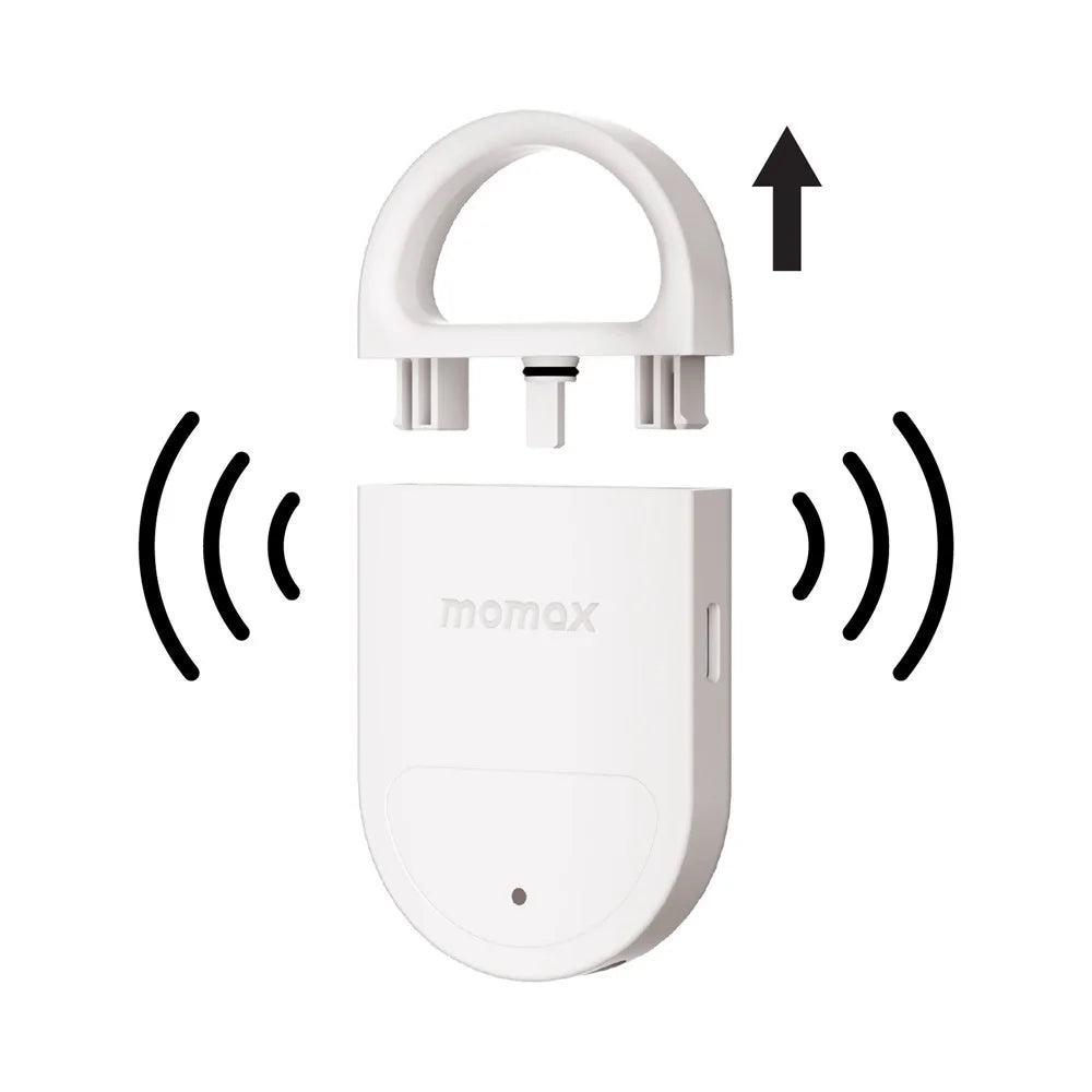 MOMAX PinBuzz Personal Safety Alarm Anti-Lost Device Theft Protection Smart Siren for Outdoor - White - 4