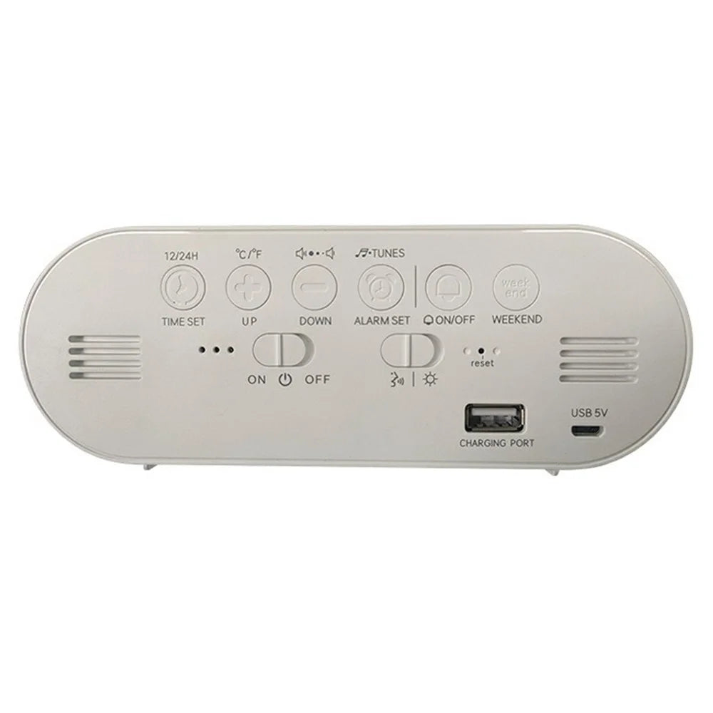 GS-8811 LED Mirror Alarm Clock Digital Display Thermometer Hygrometer Smart Music Clock - White - 2