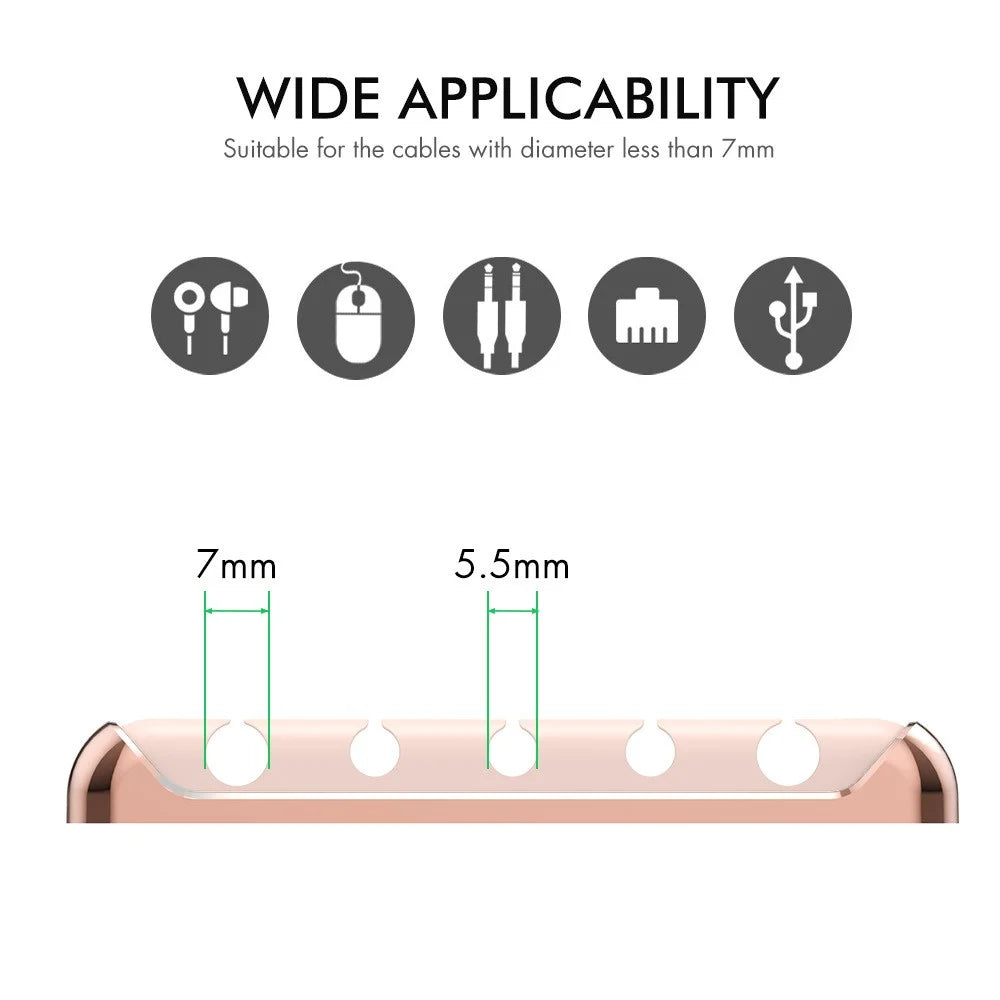 AHASTYLE PT125 3Pcs Cable Management Organizer Aluminum Alloy Silicone 5 Slots Desktop Wire Holder Clip - Pink - 3