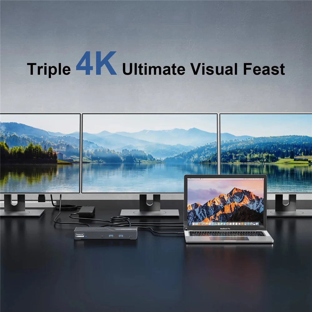 WAVLINK UG69PD24PRO 12 in 1 Docking Station Triple 4K Display Support PD 130W Fast Charging - EU Plug - 5