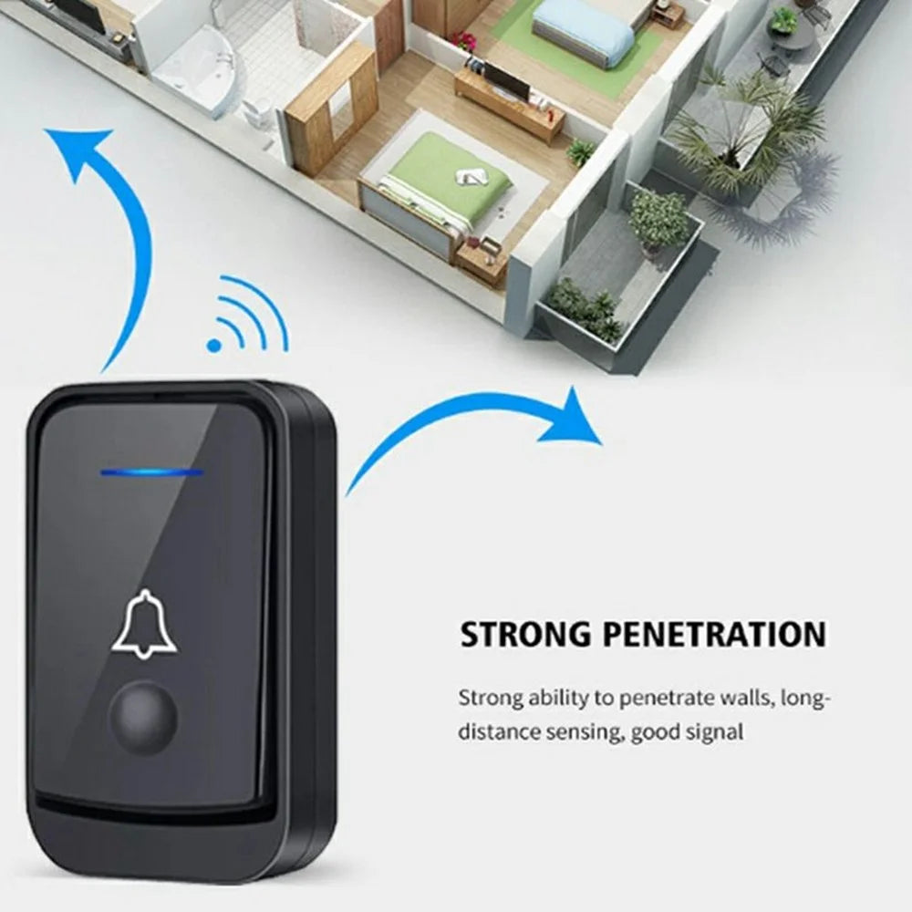Q502 433MHz Wireless Doorbell with 1 Transmitter + 1 Receiver 45 Ringtones IP44 Waterproof Door Chime - Black - 6