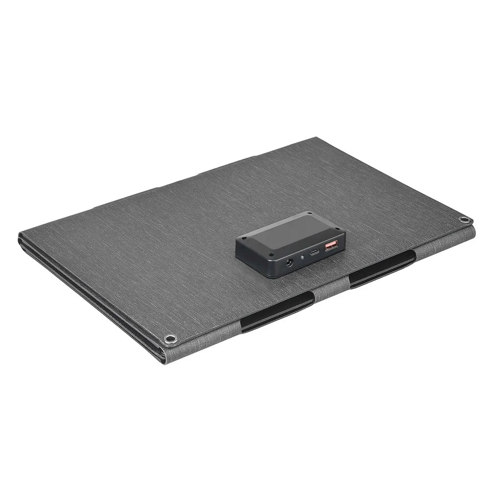 DE-40 40W Solar Charger with Type-C / USB / DC Ports IP65 Waterproof Foldable Monocrystalline Solar Panel - Black - 7