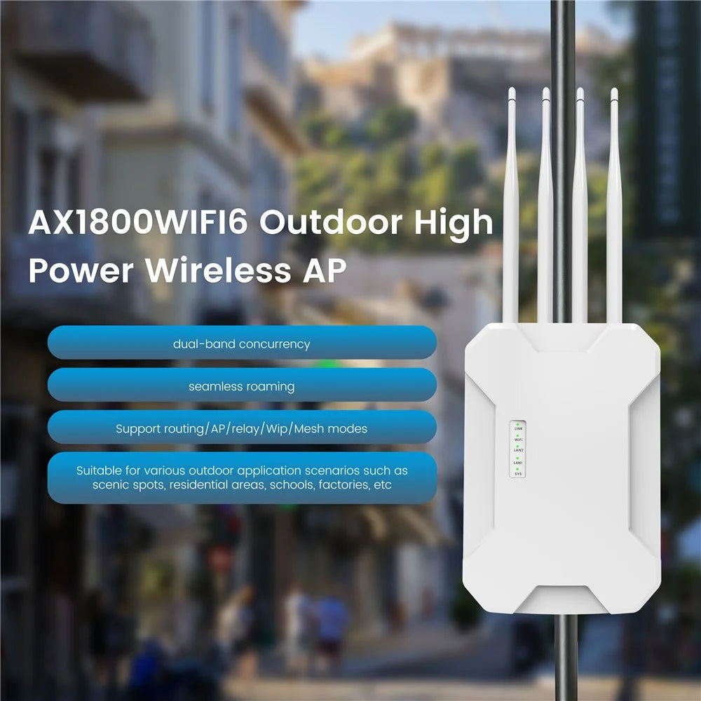HW1800S Waterproof Outdoor Wireless Access Point 1800Mbps WiFi 6 Dual Band Gigabit Router - White / US Plug - 3