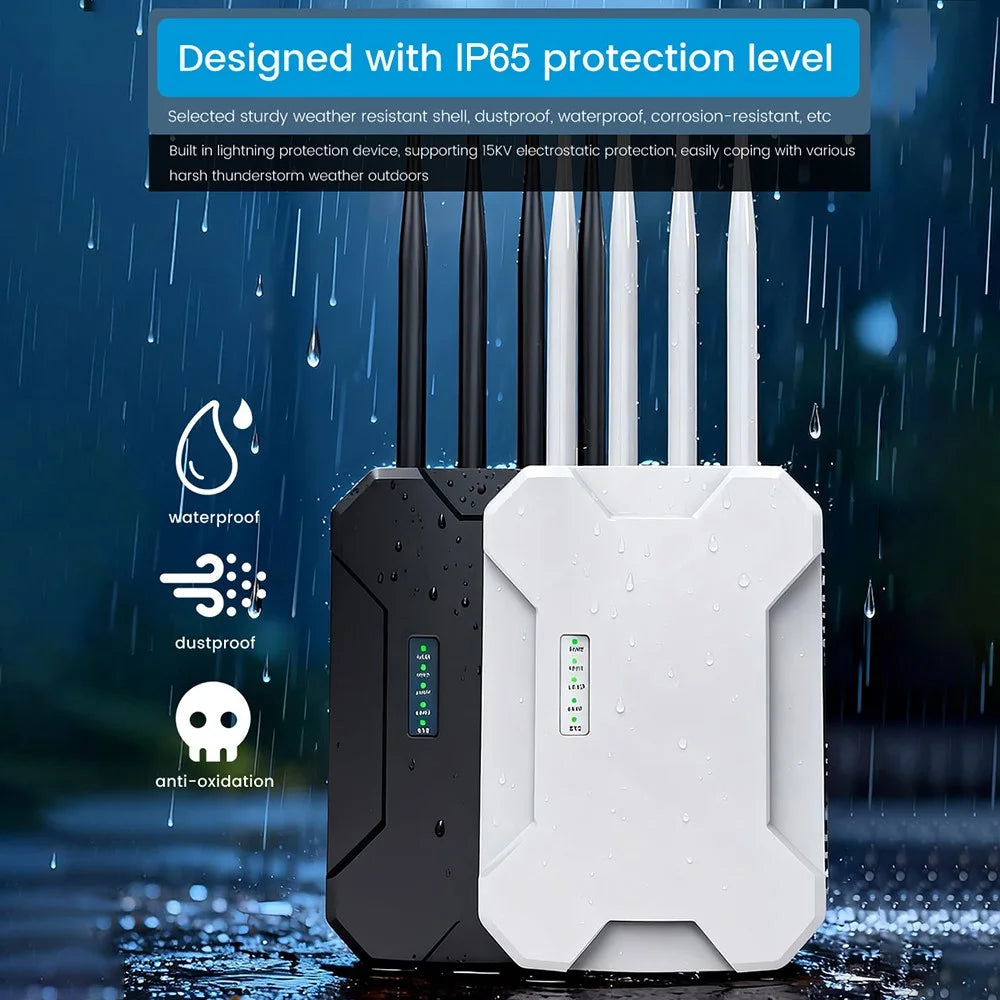 HW1800S Waterproof Outdoor Wireless Access Point 1800Mbps WiFi 6 Dual Band Gigabit Router - White / US Plug - 7
