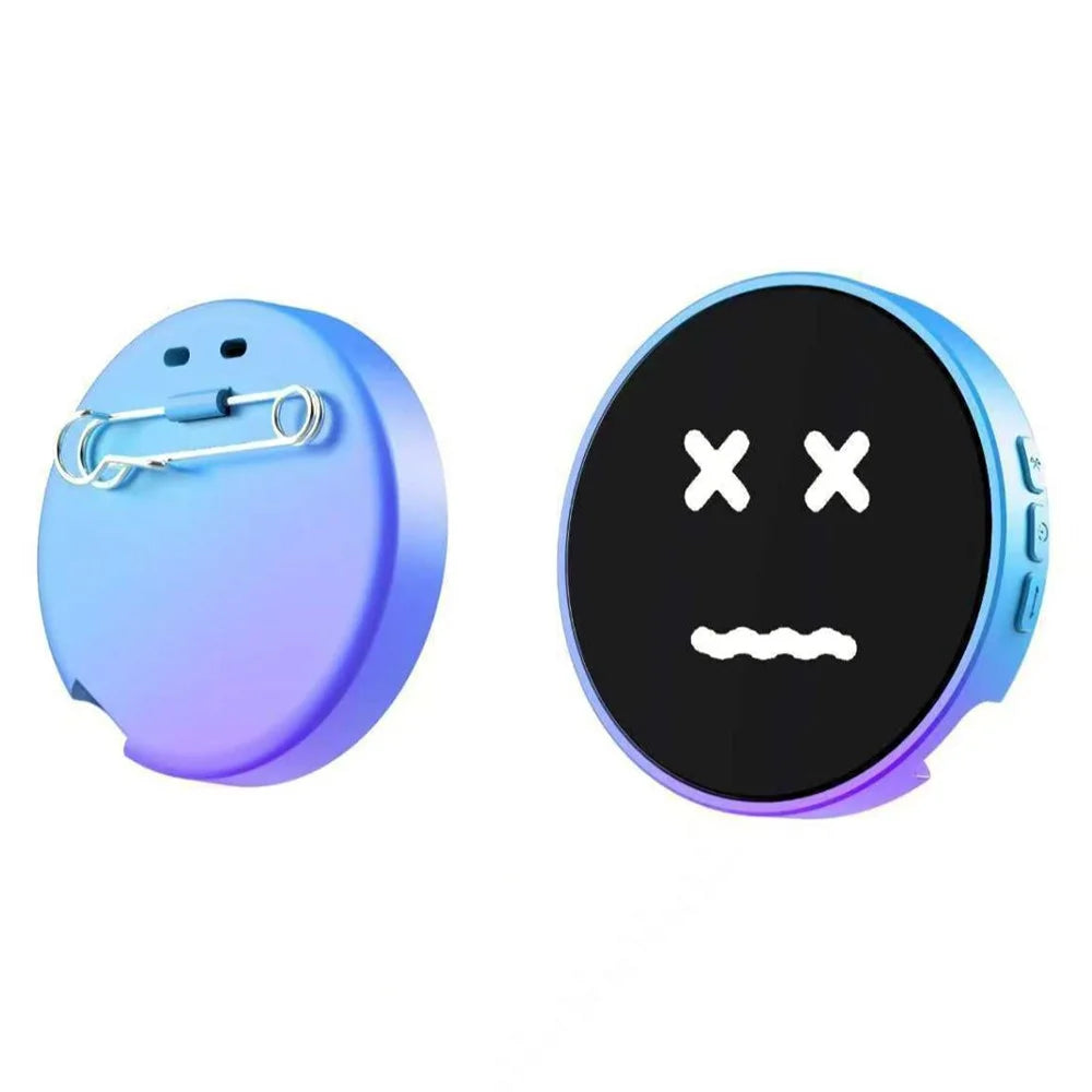 1.85 Inch HD Screen Bluetooth-compatible Electronic Badge Anime Dynamic Display Brooch Gift for Students Fans - Blue / Purple - 1