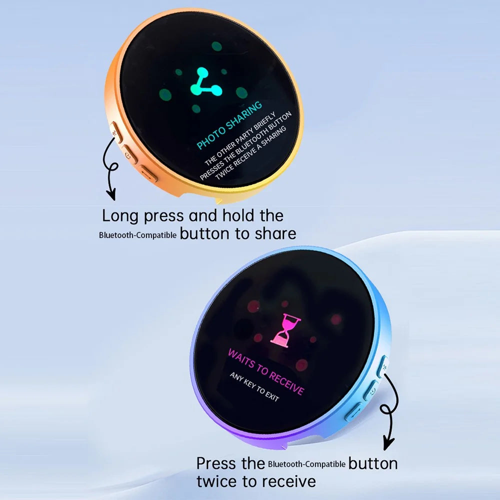 1.85 Inch HD Screen Bluetooth-compatible Electronic Badge Anime Dynamic Display Brooch Gift for Students Fans - Blue / Purple - 4