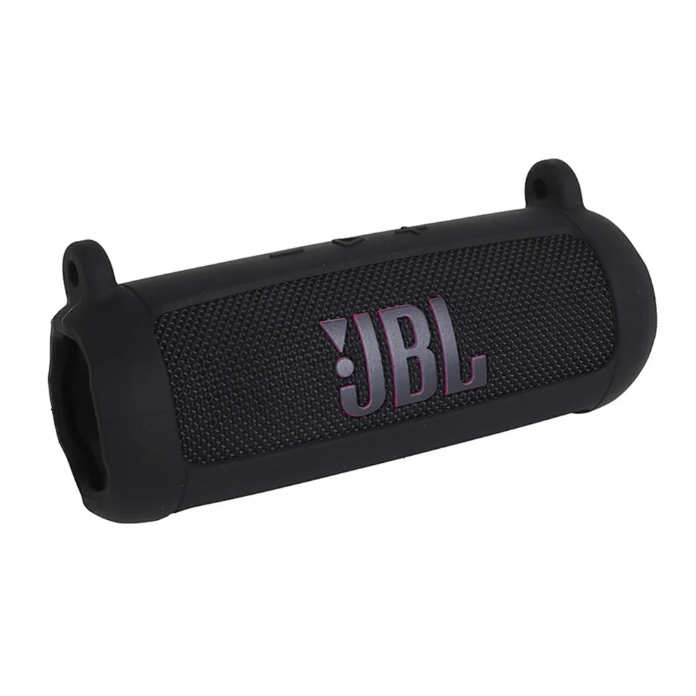 Soft Silicone Case for JBL Flip 7 Bluetooth-compatible Speaker Protective Cover with Shoulder Strap Carabiner - Black - 3