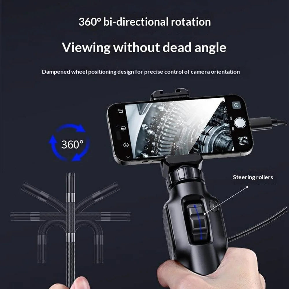S43-OTG Industrial Endoscope with 1m Wire Cable 8.5mm Lens 360 Degree Rotating 2MP Borescope Camera for Pipeline Car Repair - Black - 3