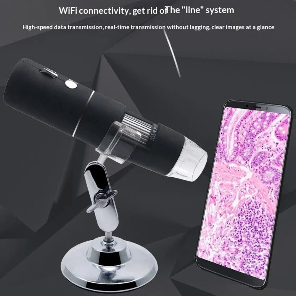 303 WiFi Digital Microscope 1000X Magnification 2MP HD 1080P CMOS Sensor 8 LED Lights Wireless Magnifier - Black - 3