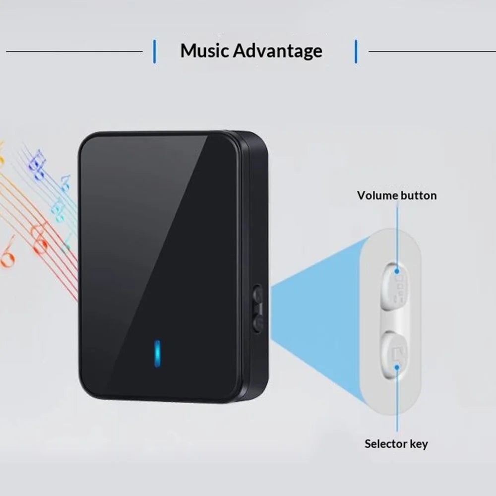Q501 Wireless Doorbell 45 Ringtones 4 Volume Levels 150-200m Range Cordless Doorbell Kit, 1 Transmitter + 2 Receivers - Black - 6