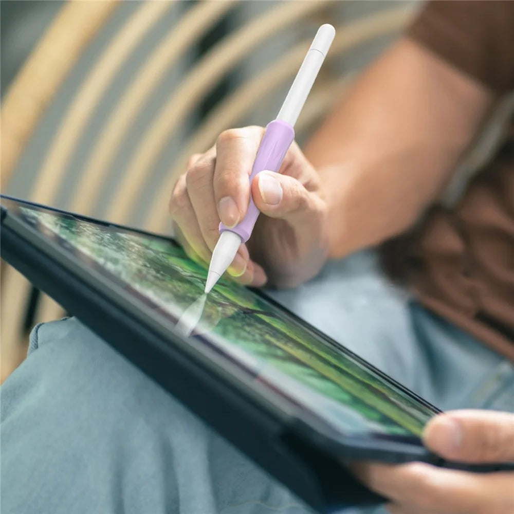AHASTYLE DD07+WG24 3Pcs Silicone Grip Cover for Apple Pencil Pro / Apple Pencil (USB-C) / 1st Generation / 2nd Generation with 2 Replacement Tips - Pink+Purple+Green - 5