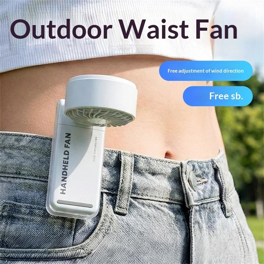 X50 Handheld High Speed Fan TEC Ice Cooling 3000mAh 5-Speed Multi-Scene Clip Design Portable Desktop Waist Fan for Outdoor Summer - Pink - 4
