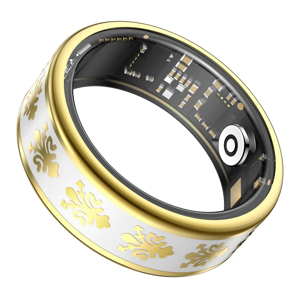 SY03 Smart Ring Health Monitoring Enamel Multi-function Fitness Tracker Finger Ring with Charging Case - Gold Circle / White 8 - 6