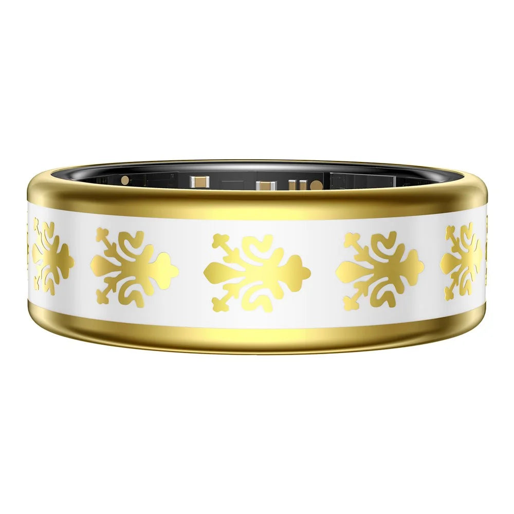 SY03 Smart Ring Health Monitoring Enamel Multi-function Fitness Tracker Finger Ring with Charging Case - Gold Circle / White 8 - 7