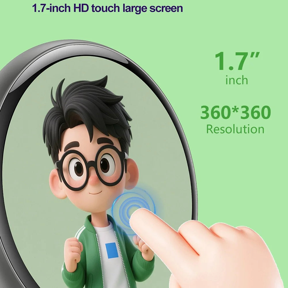 E01 1.7 Inch AI Smart Electronic Badge Bluetooth-compatible APP Anime Display Touch Screen Brooch Pin - Pink - 5