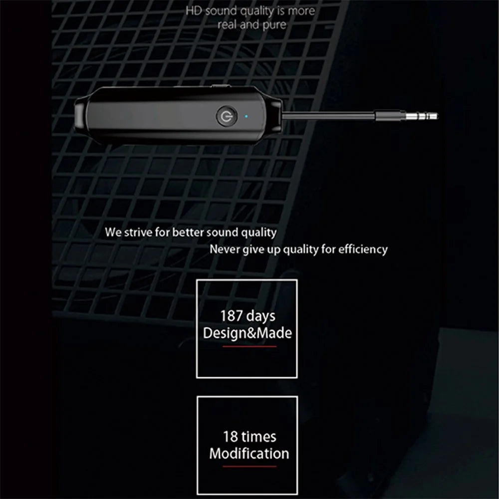 B12 Bluetooth-compatible 5.0 Transmitter Receiver Rechargeable 3.5mm Aux Audio Adapter for PC TV Car - 3