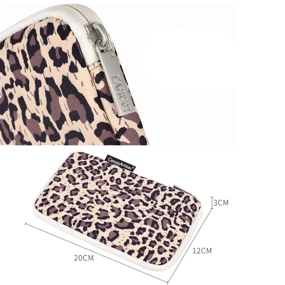 CANVASARTISAN H31-S21 Fashionable Leopard Pattern Digital Accessories Zipper Storage Case Phone Power Bank Mouse Carrying Bag - Brown - 7
