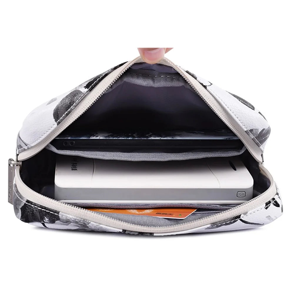 CANVASARTISAN G1-S11 Digital Accessories Storage Bag Watercolor Flower Pattern Zipper Carrying Case for Phone Charger Mouse - 5