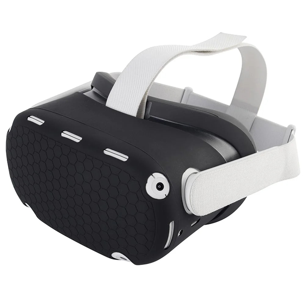 For Oculus Quest 2 VR Headset Silicone Protective Cover Skin Case with Eye Mask - Black - 7