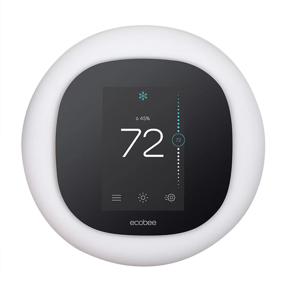 For Ecobee 3 Lite Smart Thermostat Wall Holder Cover Silicone Protective Sleeve Anti-Drop Soft Case - White - 1