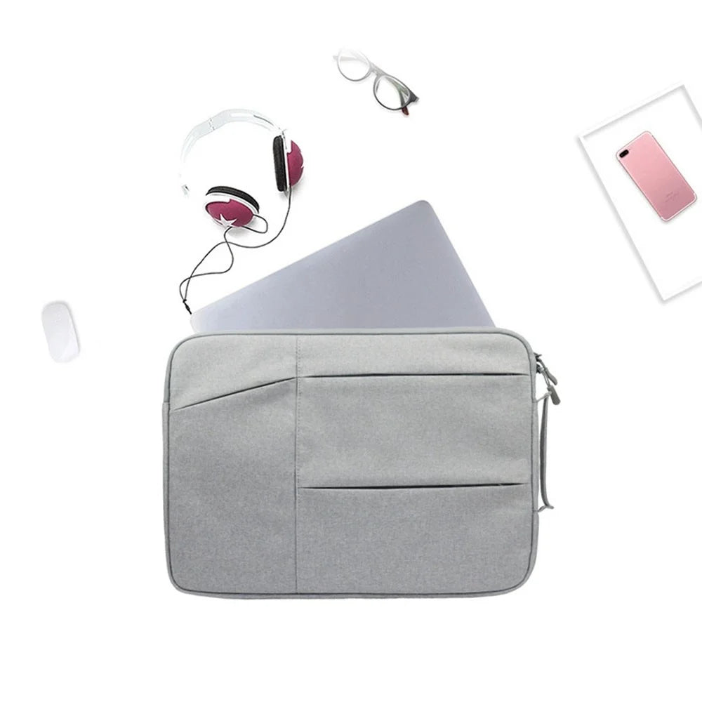 YOLINO QY-C009 Scratch Resistant Sleeve Bag for 13.3-inch Laptops Portable Carry Case Anti-Drop Storage Bag with 3 Outer Pouch/Handle - Grey - 2