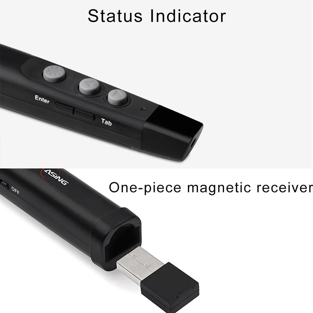 ASING A100 Wireless Lecture Presentation Remote Control Pointer Red Laser PPT Page Turning Pen - 6