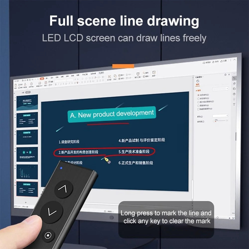 ASING A16 Smart Presentation Clicker for Powerpoint Clicker with LCD Screen Multi-function Presenter Remote Pointer for Computer Projector - 3