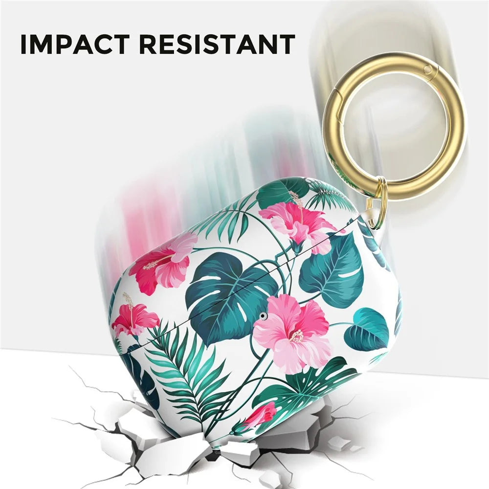 AHASTYLE PT142 For Apple AirPods Pro Shockpro of Case Pattern Printed TPU Cover Anti-Lost Earbuds Case with Buckle - Orchid - 5