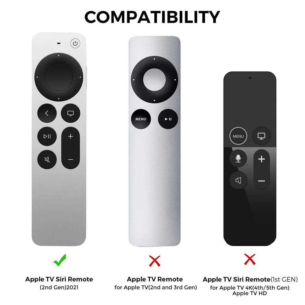 AHASTYLE PT166 Silicone Remote Protective Shell for Apple TV 4K Siri Remote 2021 Shockproof Soft Case Cover - Black - 3