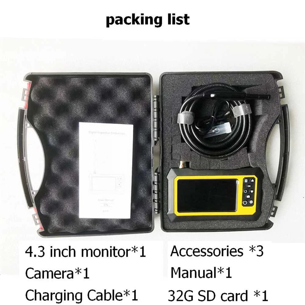 B317 3m Metal Wire Industrial Borescope 4.3-inch Screen Endoscope 8mm 360-Degree Rotation Dual-Lens 9-LED Waterproof Inspection Tool - 4