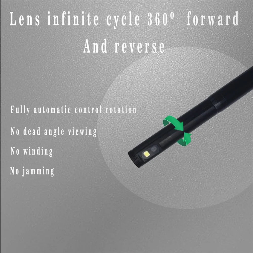 B317 3m Metal Wire Industrial Borescope 4.3-inch Screen Endoscope 8mm 360-Degree Rotation Dual-Lens 9-LED Waterproof Inspection Tool - 6