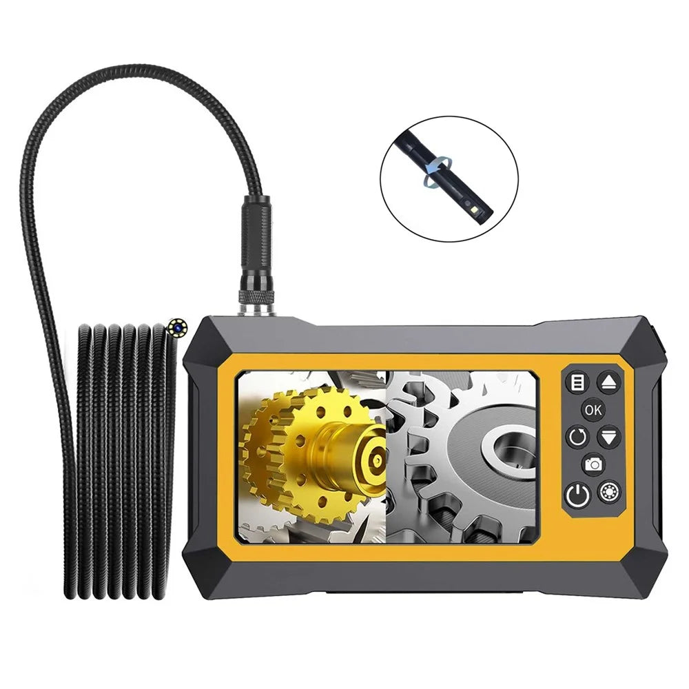 B317 5m Metal Wire 9-LED Waterproof Industrial Borescope Inspection Tool 8mm 360-Degree Rotation Dual-Lens 4.3-inch Screen Endoscope - 1