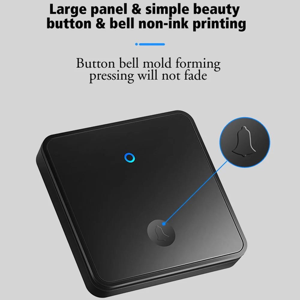 CACAZI FA96 Smart Home Alarm System 60 Chime Self-powered Wireless Doorbell (Type 86 Big Button), 1 Transmitter+2 Receivers - Black / US Plug - 7