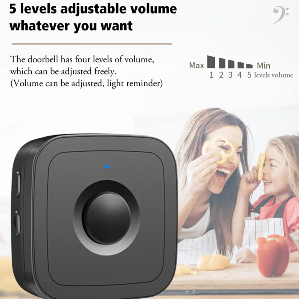 CACAZI FA12 60 Songs 5 Levels Adjustable Wireless Doorbell Calling Bell (Type 86 Big Button), 2 Transmitters+1 Receiver - White / US Plug - 4