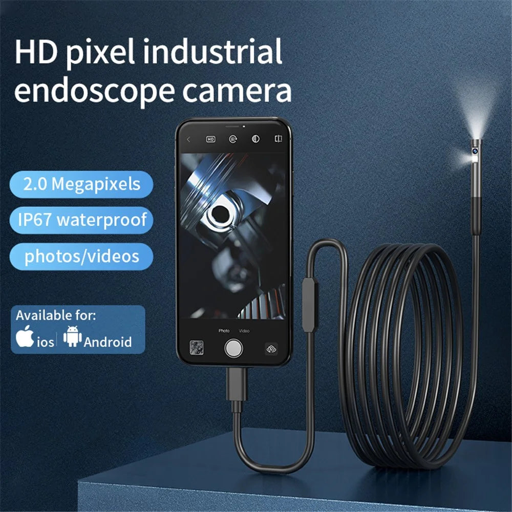 W300 1m Wire 8mm Dual Lens Endoscope IP67 Waterproof 1080P Borescope Inspection Camera for iOS Android - 4