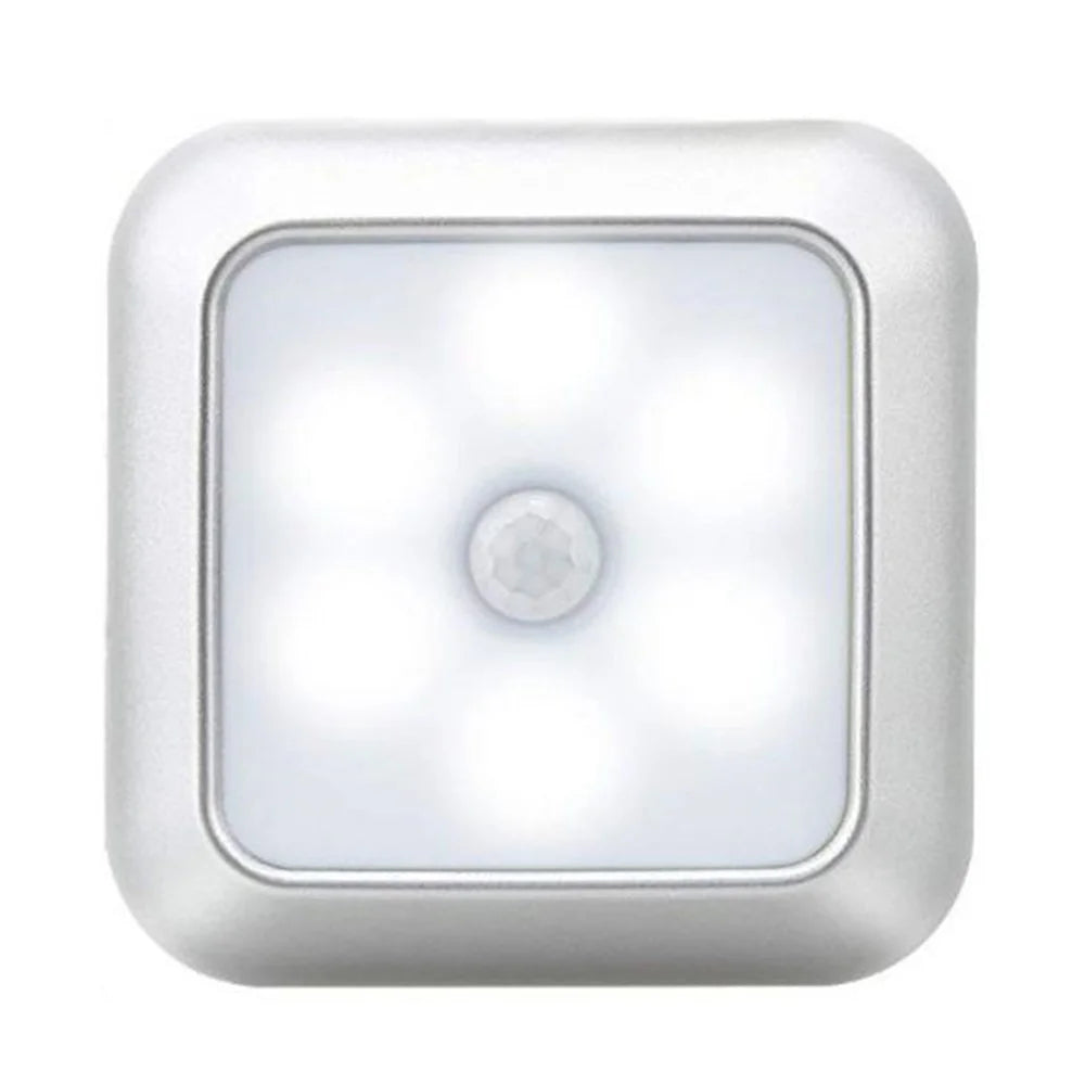 Square Human Infrared Sensor Light Smart Home Wardrobe Aisle Light Control Lamp Creative Night Light - Silver / White Light - 1