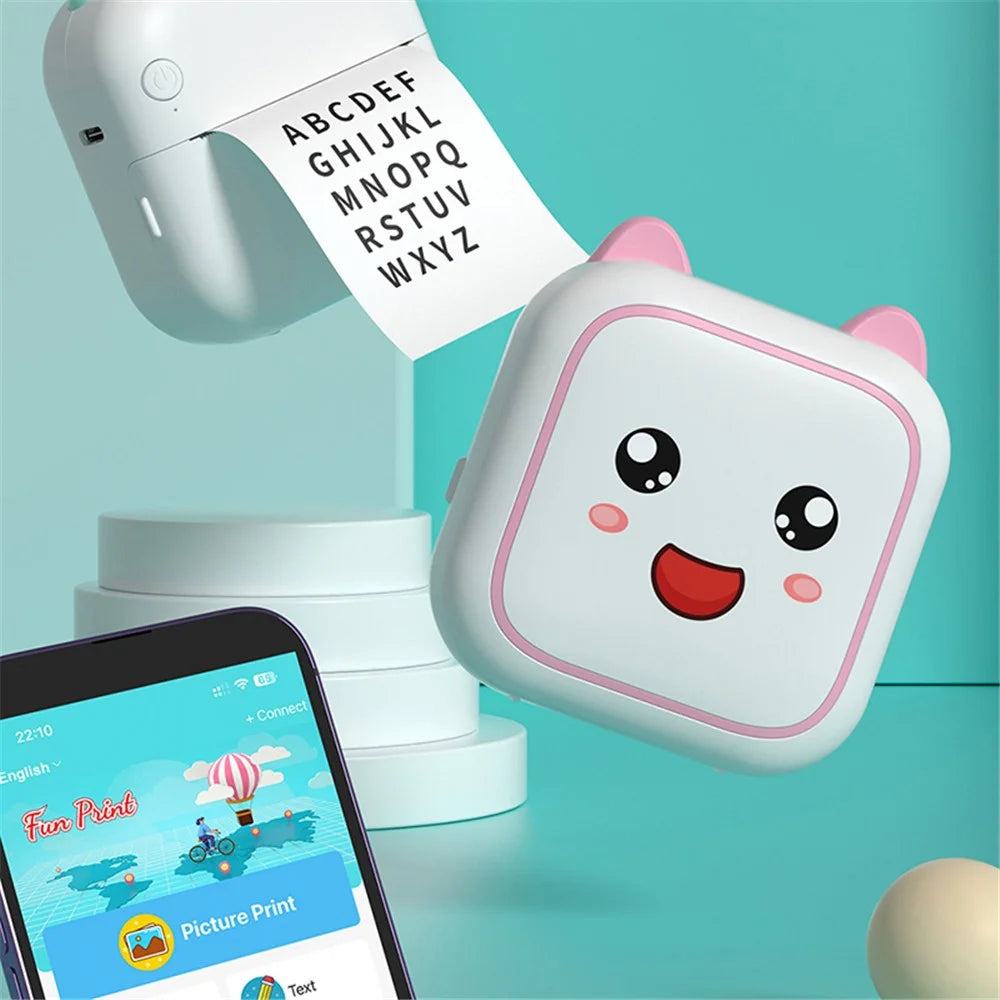 M6 Mini Sticker Printer Bluetooth-compatible Thermal Printer with 5 Rolls Paper + 5 Rolls Sticker + 3 Rolls Color Paper - Pink - 4