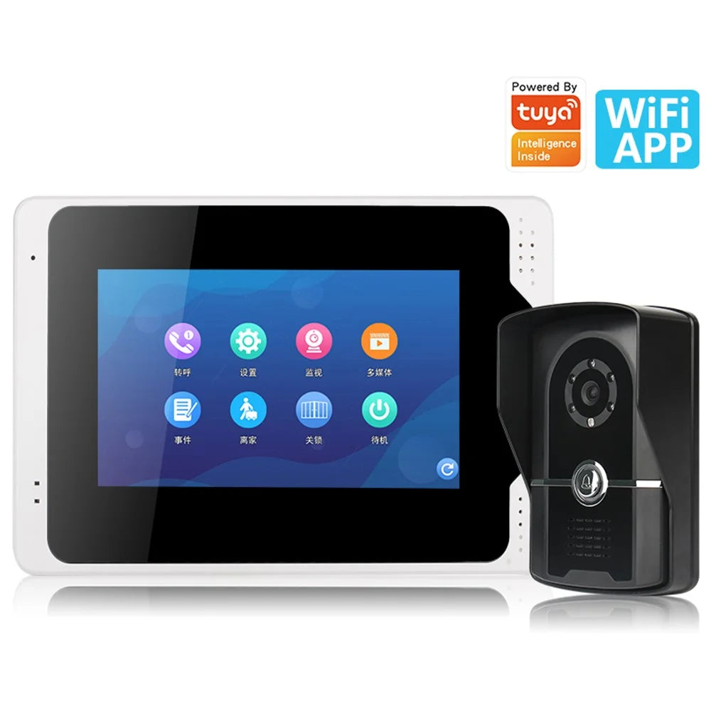 701FG21 Rainproof 7" HD 1080P Tuya WiFi Video Doorbell 2 Camera+1 Monitor - 2