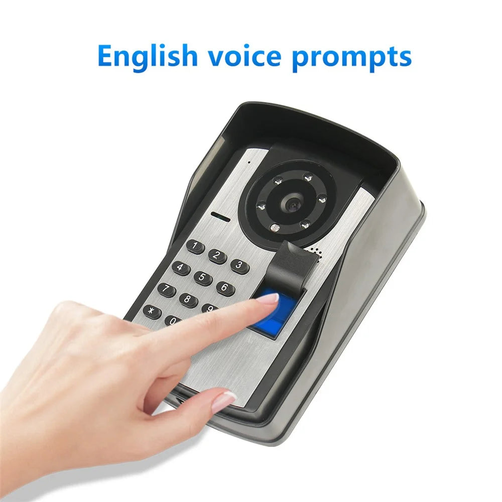 806FD11 7" Monitor HD Video Fingerprint Password Smart Doorbell Camera with Remote Control, US Plug - 6