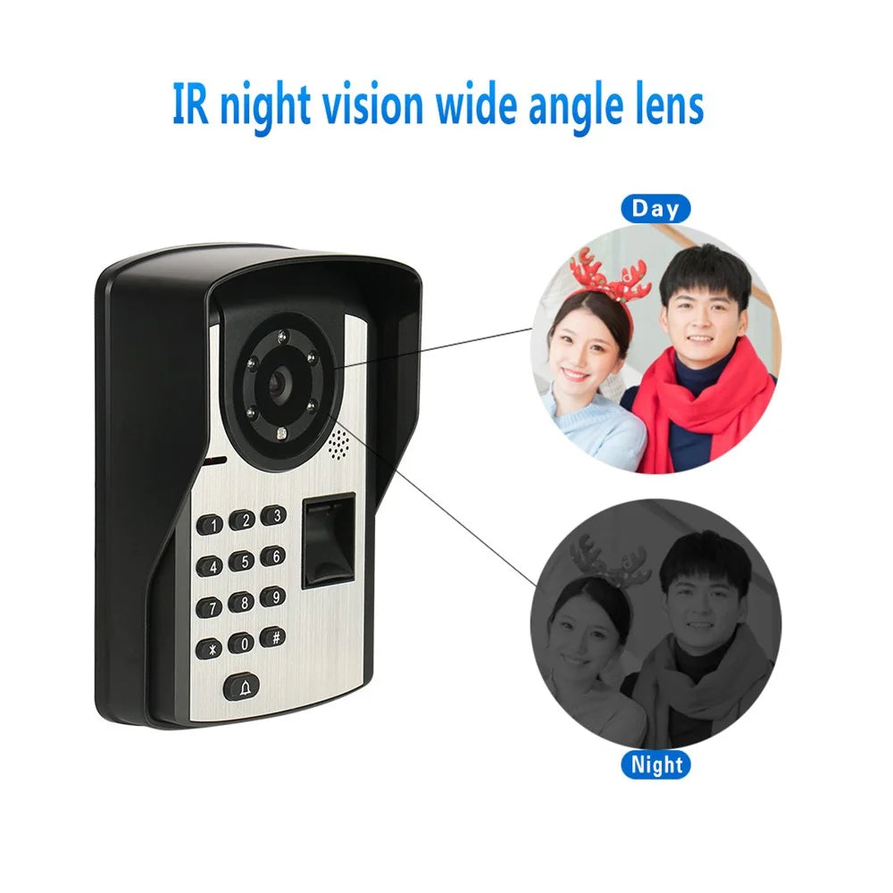 806FD11 7" Monitor HD Video Fingerprint Password Smart Doorbell Camera with Remote Control, US Plug - 7