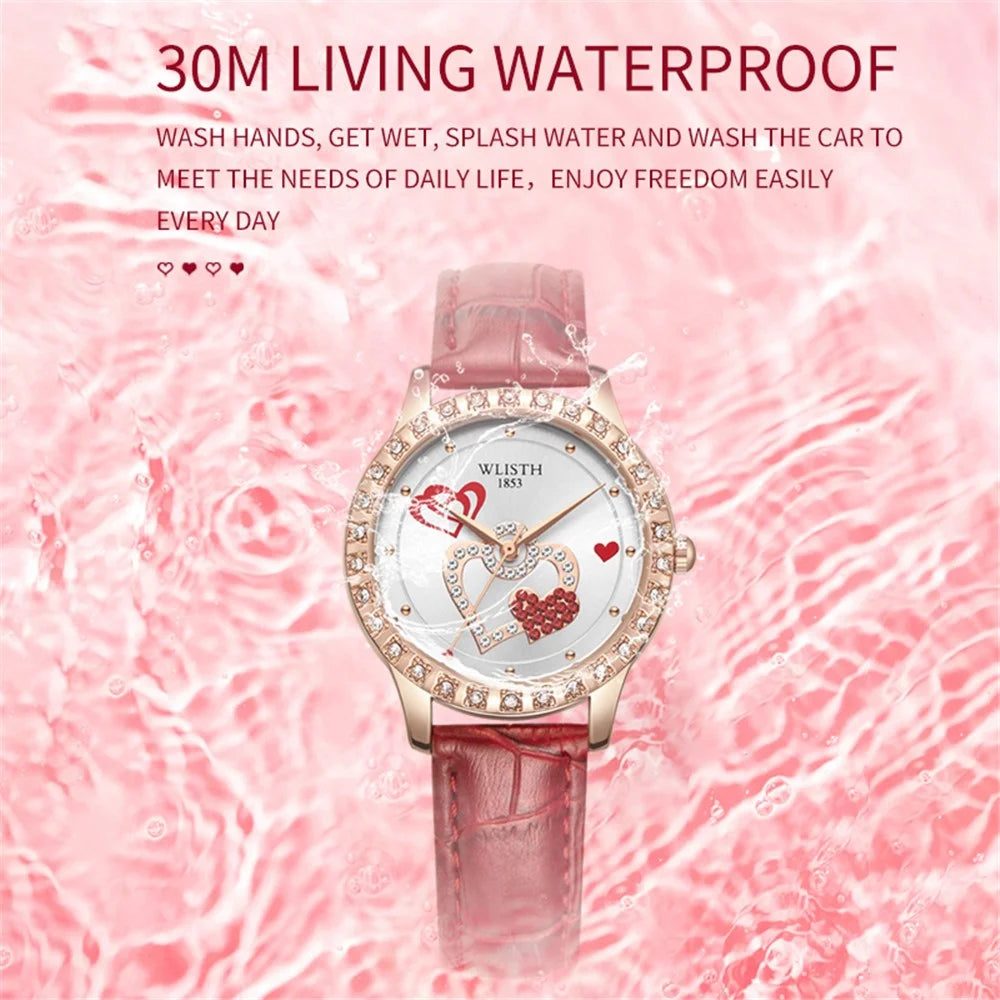 WLISTH S517 Women's Rhinestone Decor Bracelet Fashionable Quartz Watch - Red - 4