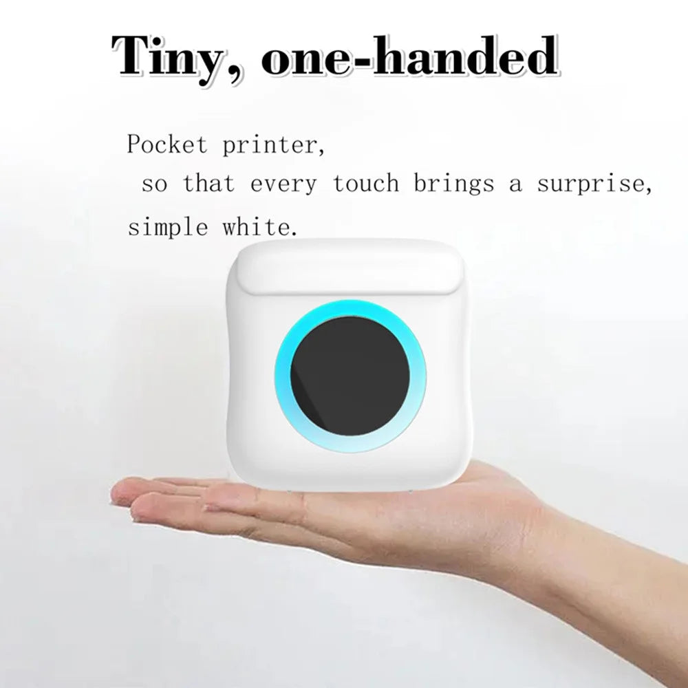 C22 Pocket Printer Bluetooth-compatible Inkless Mini Sticker Printer Colorful Atmosphere Light - Blue - 6