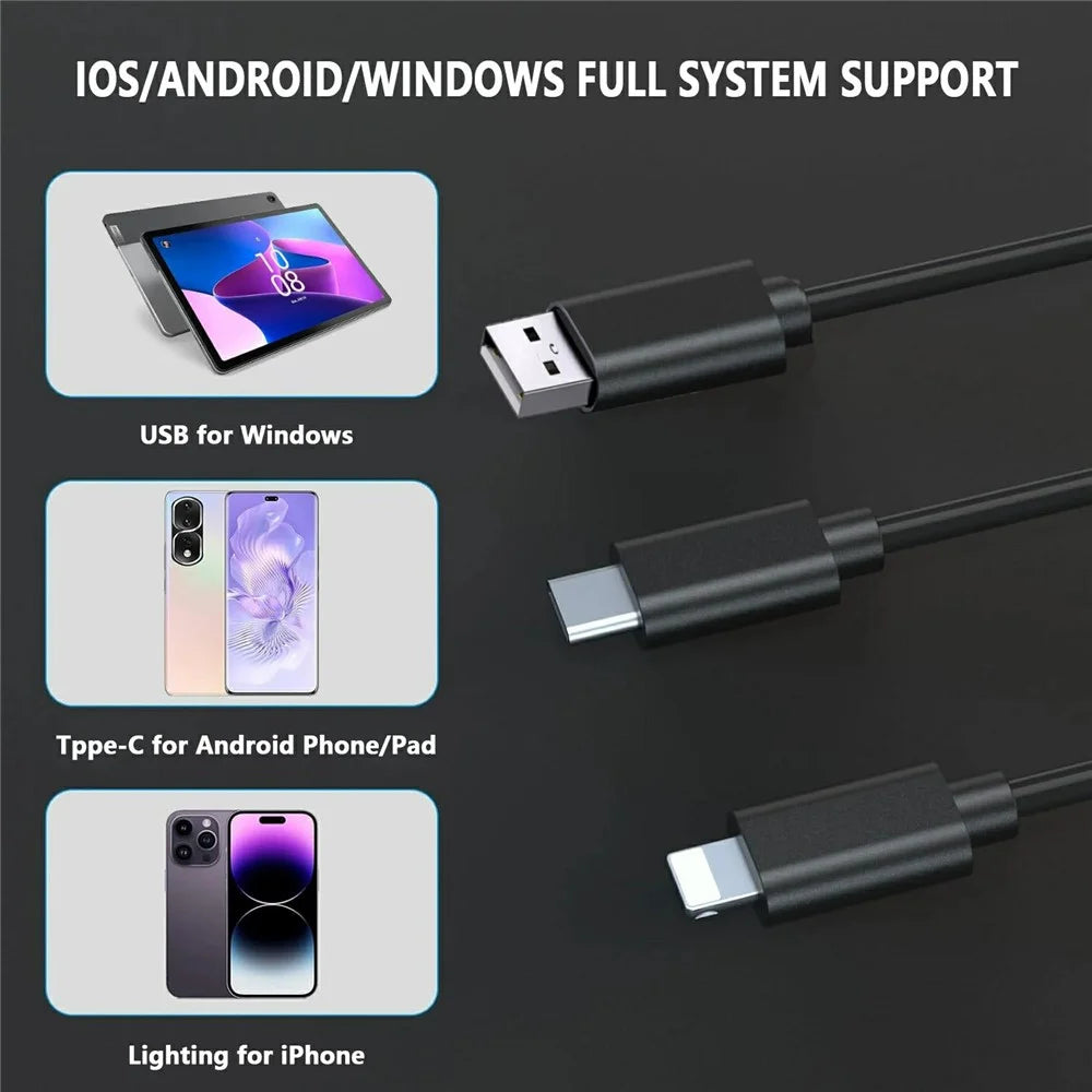 NK-5001Pro USB / Type-C / iP 3-in-1 200W 5.5mm Endoscope 1080P Single Lens Hard Cable Car Inspection Camera - 6