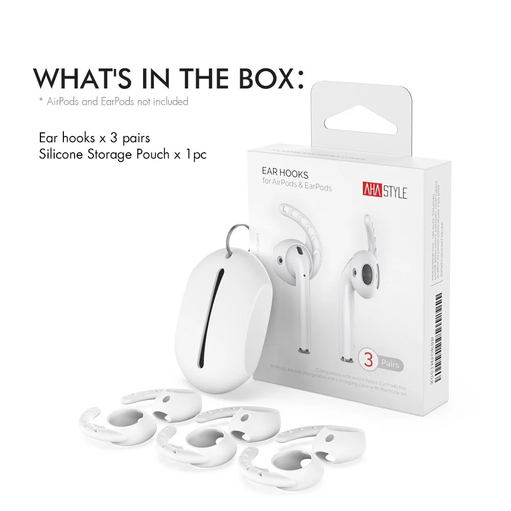 AHASTYLE PT14 for Apple AirPods with Charging Case (2016) / (2019) / AirPods with Wireless Charging Case (2019) 3 Pairs Ear Cap with Hook - white - 7