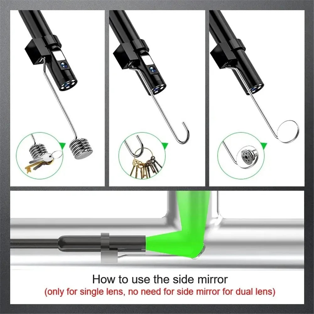 W600 8mm Dual Lens Endoscope 2.0MP 1080P HD Inspection Camera WiFi Industrial Borescope, 5m Hard Wire - 5