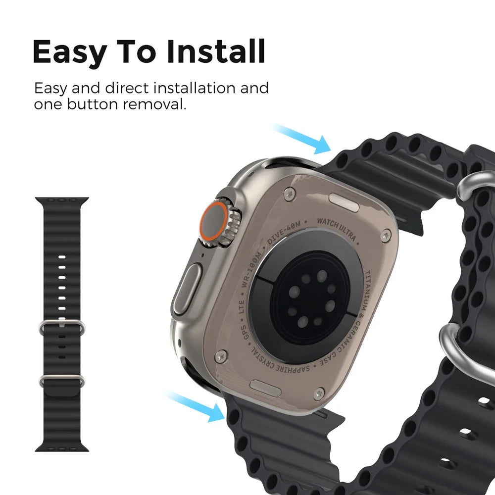 AHASTYLE WG102 Silicone Watch Band for Apple Watch Series 9 8 7 41mm / SE3 SE2 SE 6 5 4 40mm / 3 2 1 38mm - Black - 5