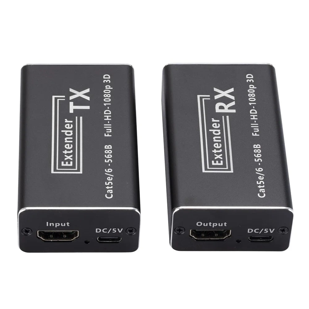 CAT 5 / 6 RJ45 to HD Converter Full HD 1080P Transmitter + Receiver Extender with DC5V Port - US Plug - 3